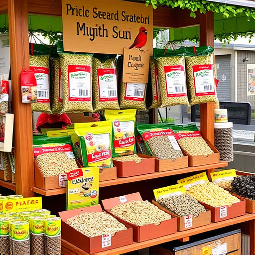Outdoor display of bird seed deals