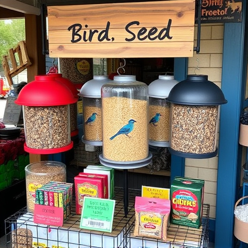 Outdoor display of bird seed deals