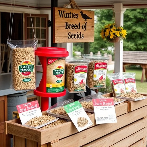 Outdoor display of bird seed deals