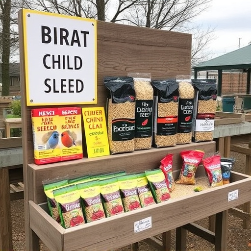 Outdoor display of bird seed deals