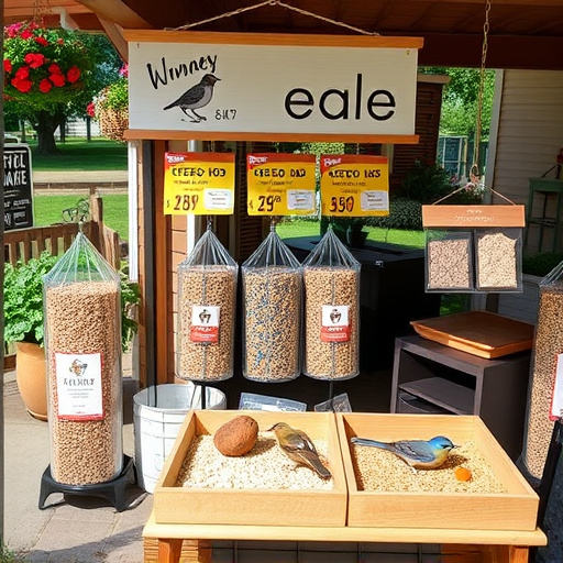 Outdoor display of bird seed deals