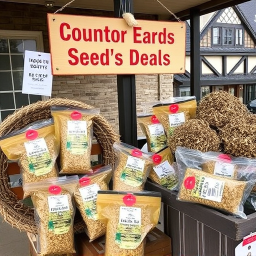 Outdoor display of bird seed deals