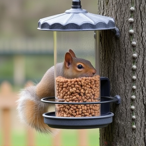 Outdoor feeder preventing squirrel access