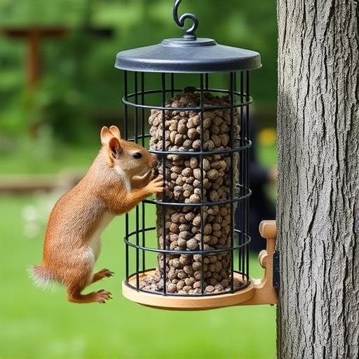 Outdoor feeder preventing squirrel access