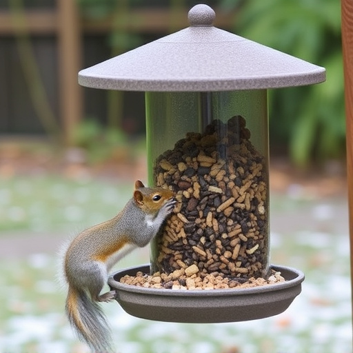 Outdoor feeder preventing squirrel access