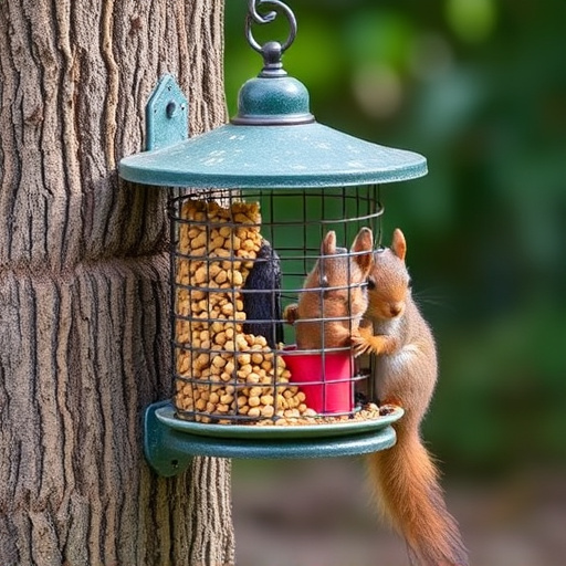 Outdoor feeder preventing squirrel access