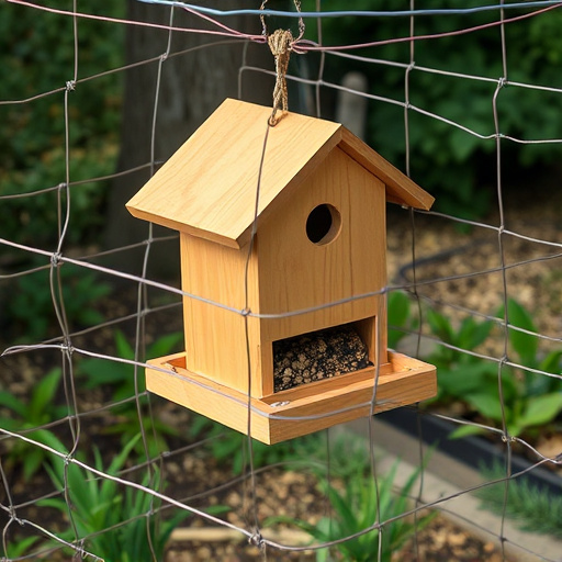 Outdoor feeder surrounded by wire barrier
