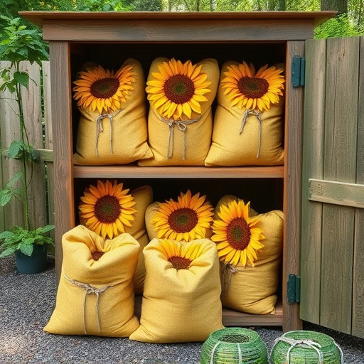 Outdoor storage of sunflower heart sacks