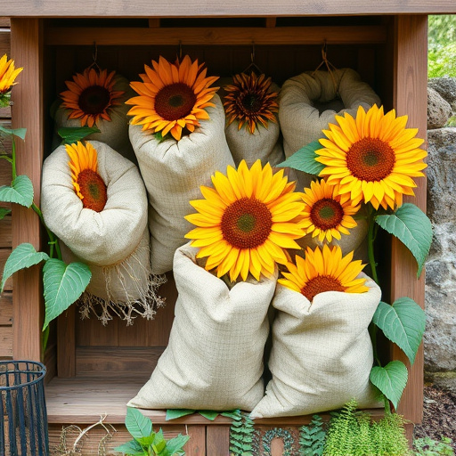 Outdoor storage of sunflower heart sacks