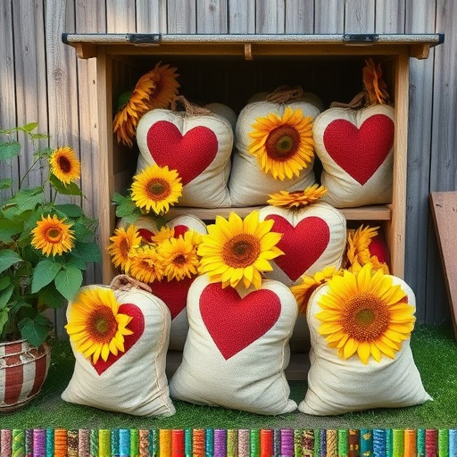 Outdoor storage of sunflower heart sacks
