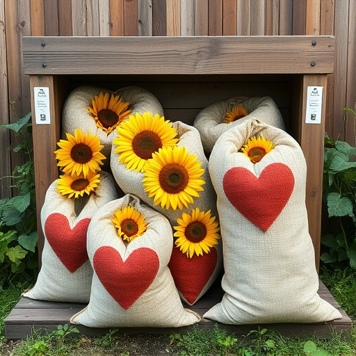 Outdoor storage of sunflower heart sacks