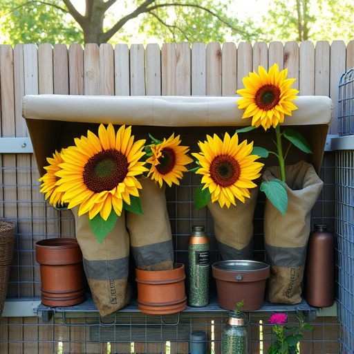 Outdoor storage of sunflower heart sacks