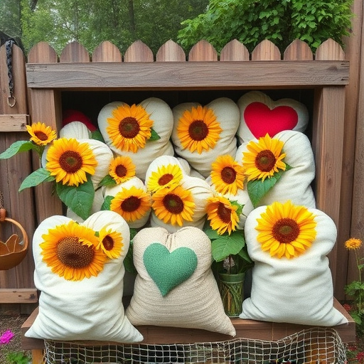 Outdoor storage of sunflower heart sacks