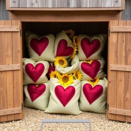 Outdoor storage of sunflower heart sacks