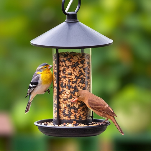 Overflow-free bird feeder with seed mix