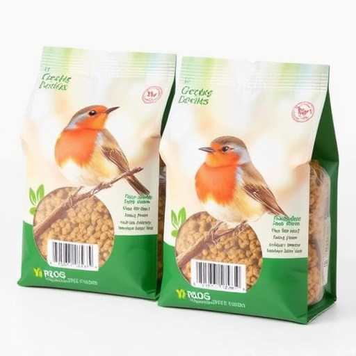 Packaged bird food labelled for robins