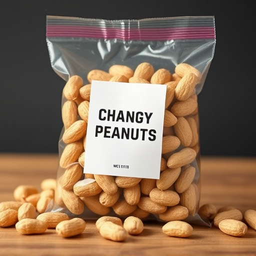 Packaged peanuts with clear label