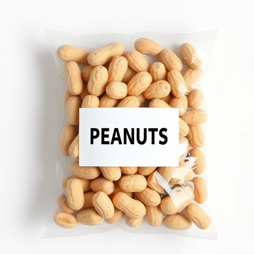 Packaged peanuts with clear label