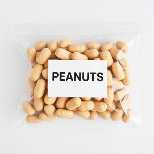 Packaged peanuts with clear label