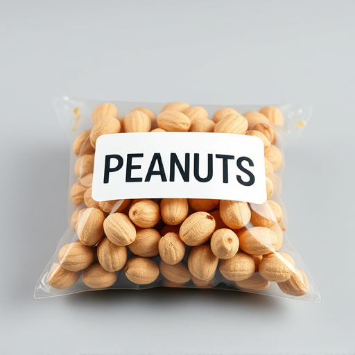 Packaged peanuts with clear label
