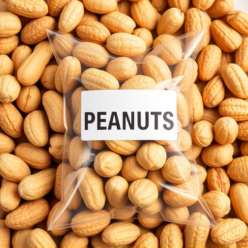 Packaged peanuts with clear label