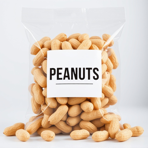 Packaged peanuts with clear label