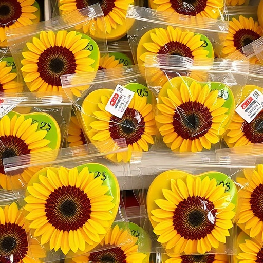 Packaged sunflower hearts with label visible