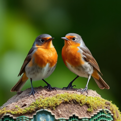 Pair of robins during breeding season