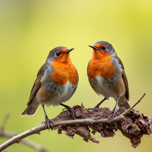 Pair of robins during breeding season