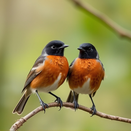 Pair of robins during breeding season