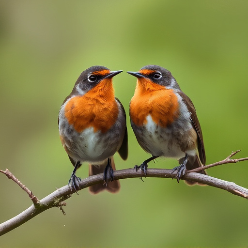 Pair of robins during breeding season