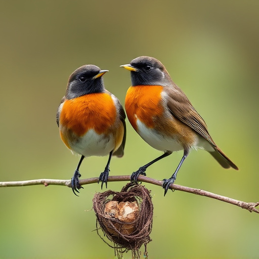 Pair of robins during breeding season