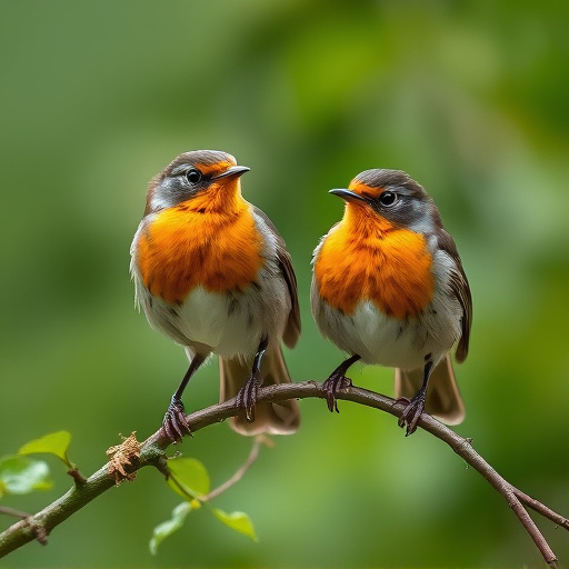 Pair of robins during breeding season