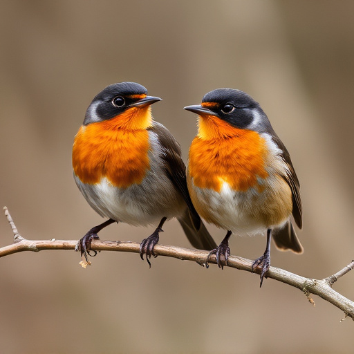 Pair of robins during breeding season