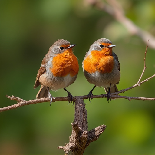 Pair of robins during breeding season