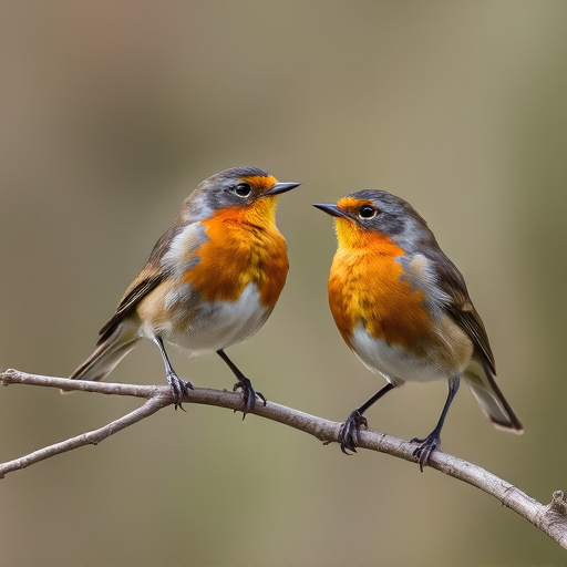 Pair of robins during breeding season