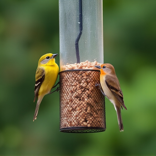Peanuts for birds in mesh feeder