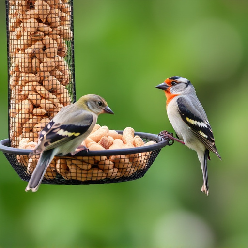 Peanuts for birds in mesh feeder