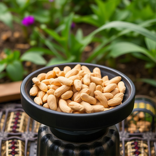 Peanuts scattered on garden feeding tray