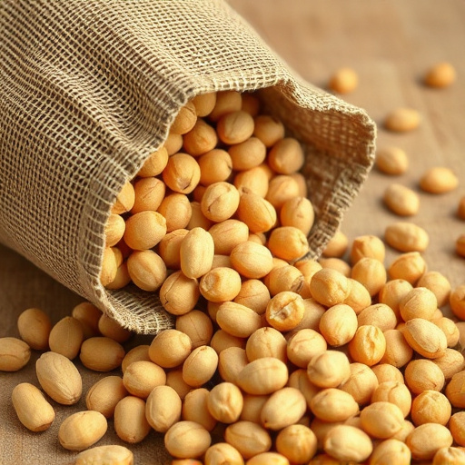 Peanuts spilling from open seed bag