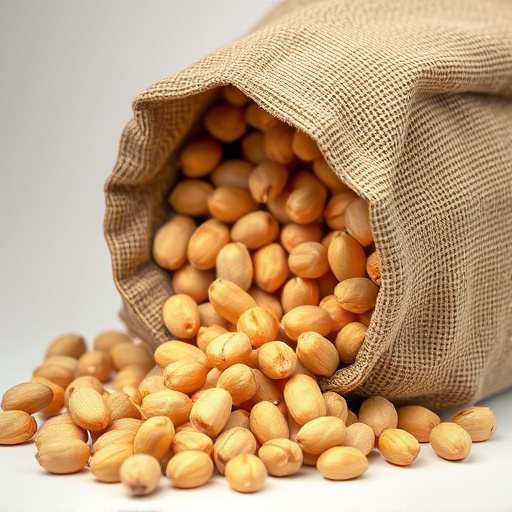 Peanuts spilling from open seed bag