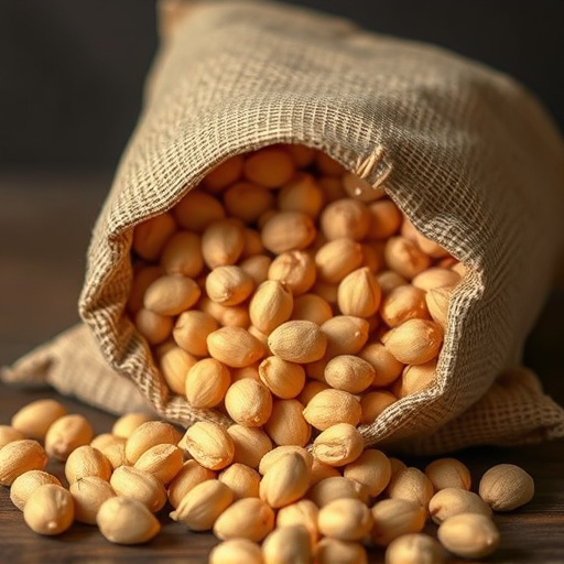 Peanuts spilling from open seed bag