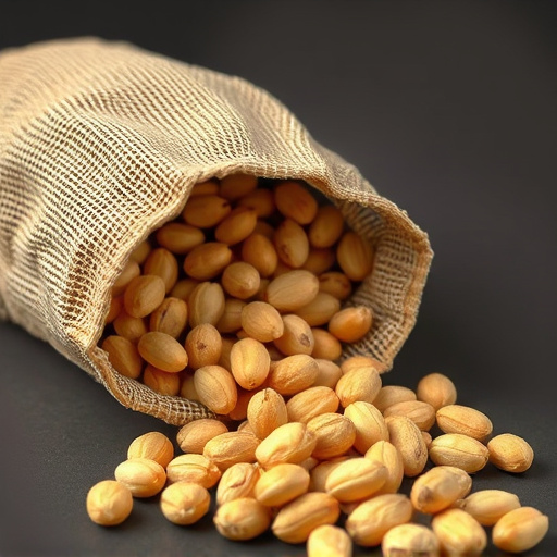 Peanuts spilling from open seed bag