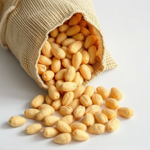 Peanuts spilling from open seed bag