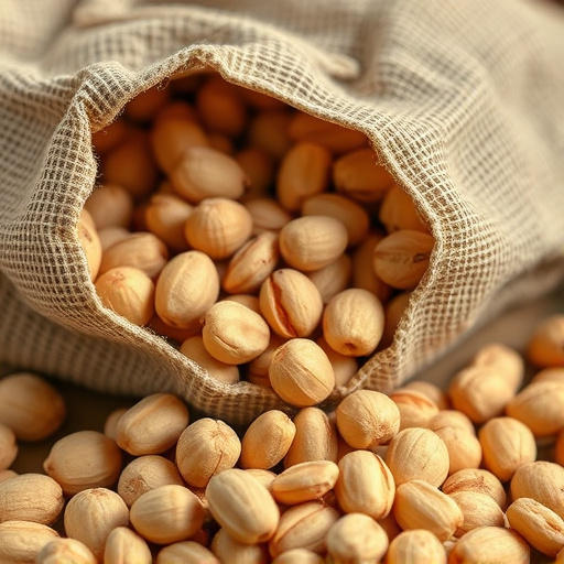 Peanuts spilling from open seed bag