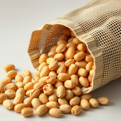 Peanuts spilling from open seed bag