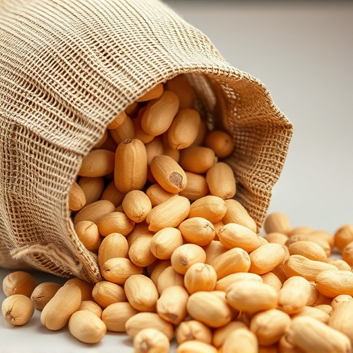 Peanuts spilling from open seed bag