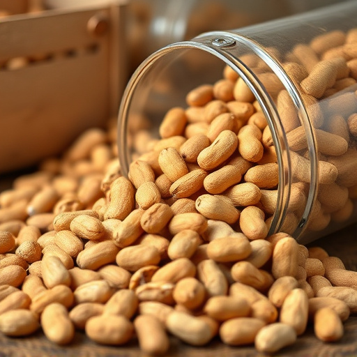 Peanuts spilling from open storage container