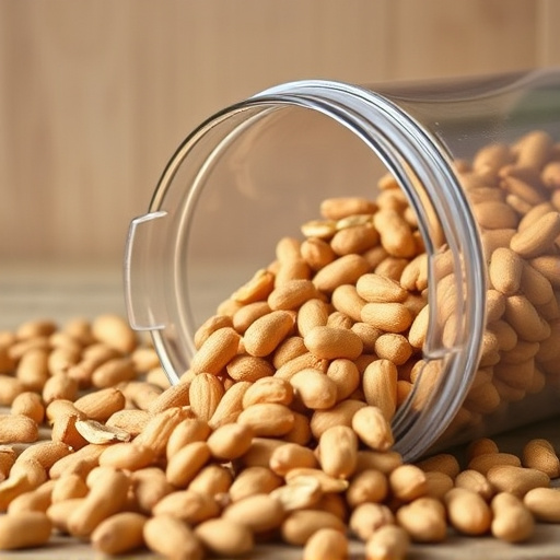 Peanuts spilling from open storage container