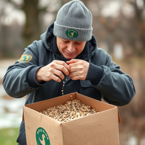 Person unpacking bird seed delivery box